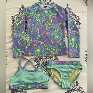 {Lands’ End} 8 Slim bikini rashguard set